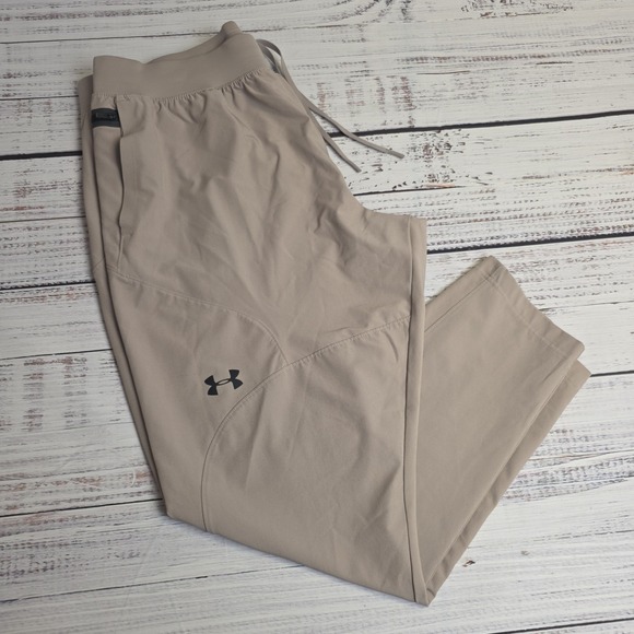 Under Armour Other - Under Armour Men's 2XL Unstoppable Beige Tapered Track Pants Fitted Item 1352028
